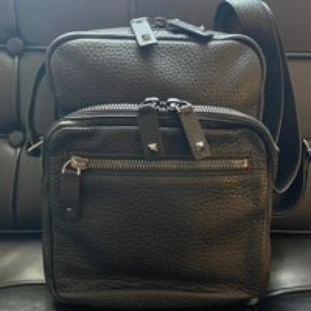 Valentino Black Noir Pebble Leather Rockstud Crossbody